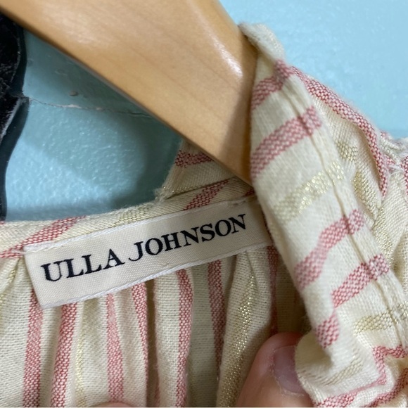 Ulla Johnson Simka Jumpsuit Striped Beige Metallic‎ Ruffle Sleeveless Sz 2 - Picture 4 of 6